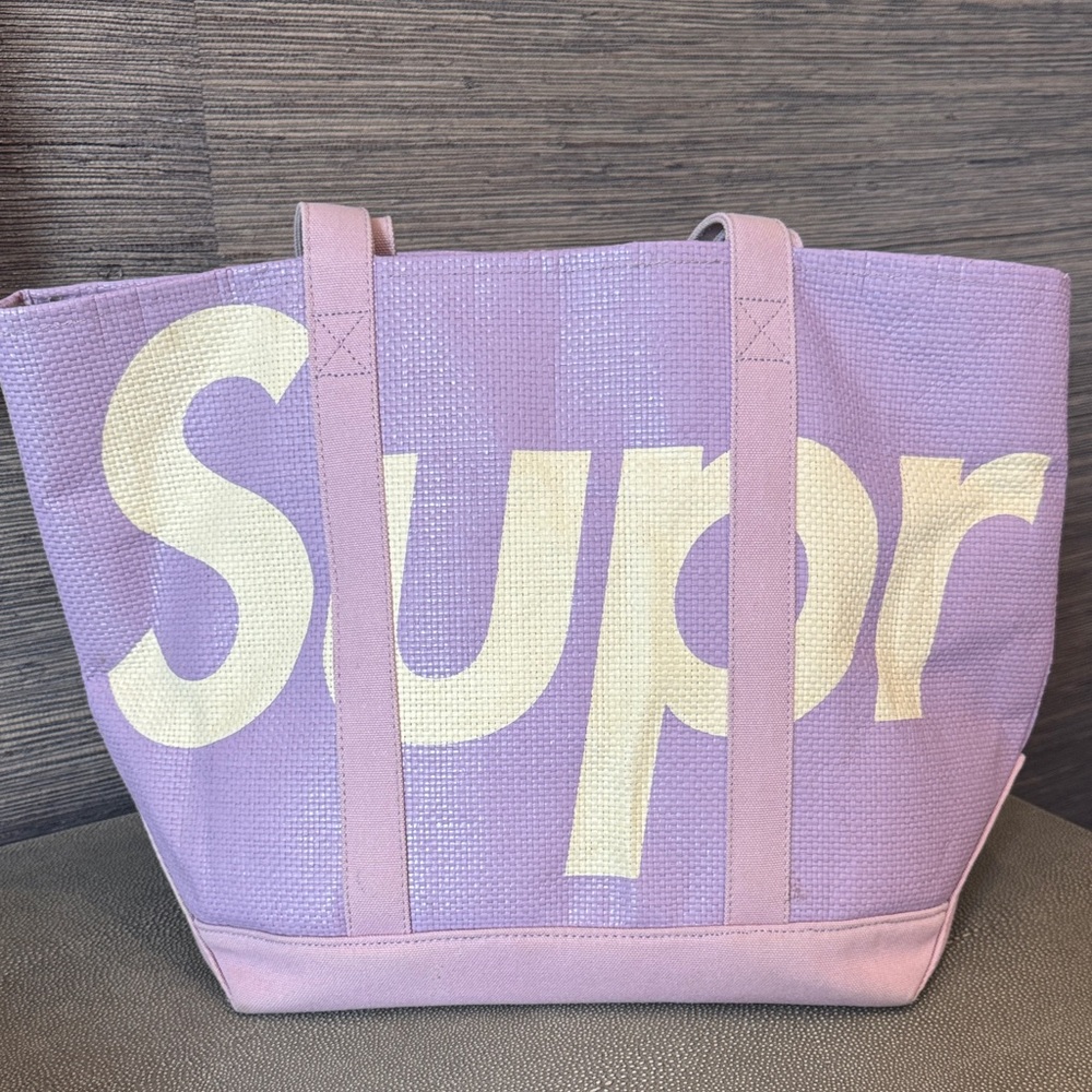 Supreme raffia Purple Tote Bag